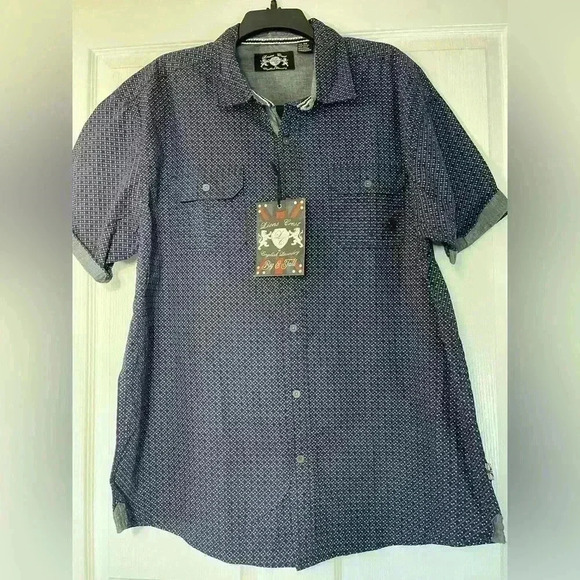 Lions Crest By English Laundry NWT Men’s Button Down Navy Blue Shirt XXL - Picture 11 of 11